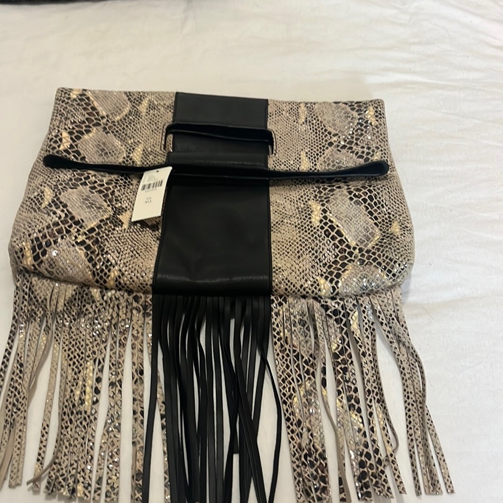 Anthropologie Black and Tan Satchel